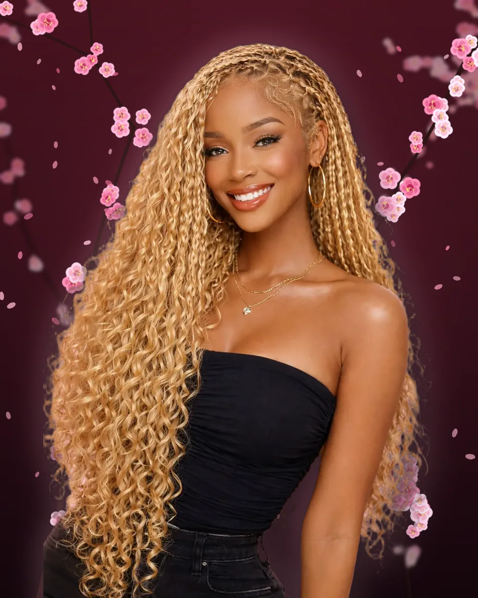 Honey blonde bohemian braids by Braided By Anne